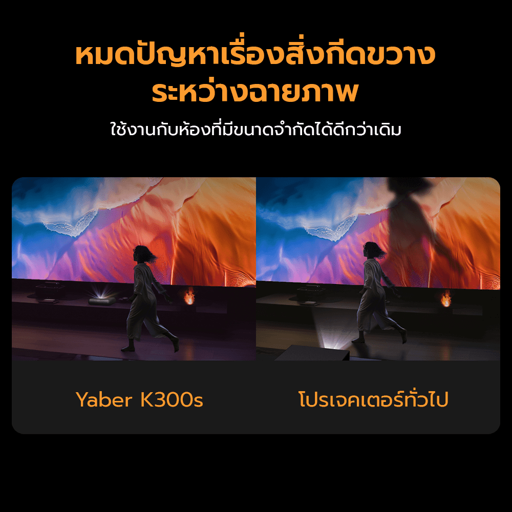 โปรเจคเตอร์ YABER K300S LASER PROJECTOR สีดำ UST คมชัด 1080P สว่าง 1000 ANSI ลำโพง JBL